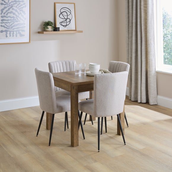 Fulton 4-6 Seater Fliptop Pine Effect Dining Table with 4 Taylor Natural Dining Chairs