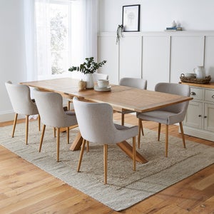 Xavi 6-8 Seater Extending Dining Table With 6 Montreal Natural Dining Chairs
