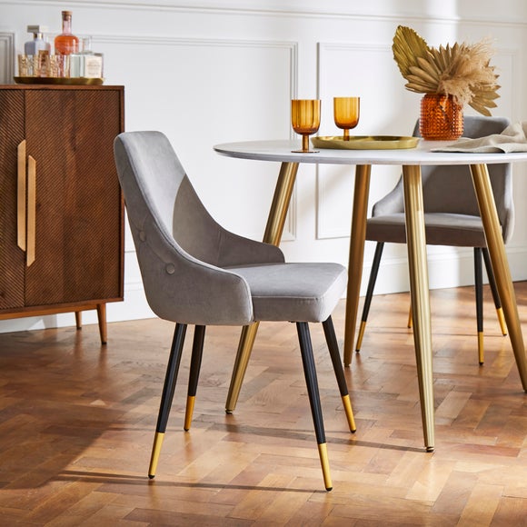 Photo 1 of Ariana Set Of 4 Grey Dining Chairs Velvet