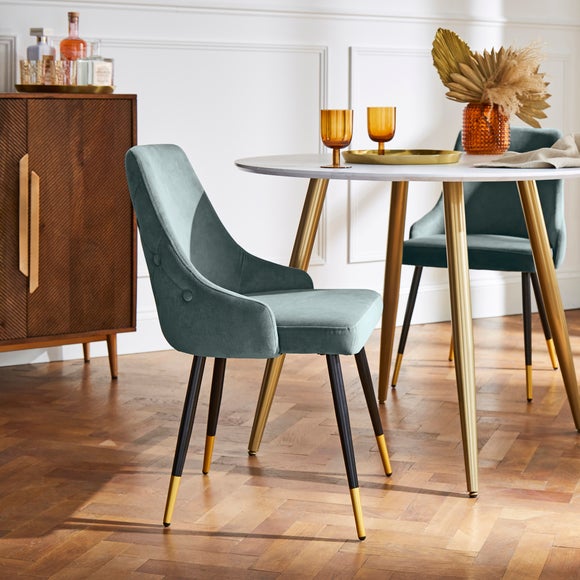 Ariana Set of 4 Pacific Blue Dining Chairs Velvet