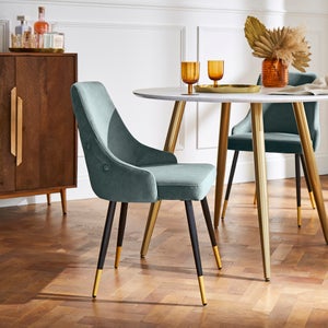 Ariana Set Of 4 Pacific Blue Dining Chairs Velvet