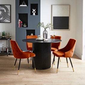 Ariana Set of 4 Burnt Orange Dining Chairs Velvet