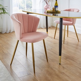 Kendall Set of 2 Blush Dining Chairs, Velvet