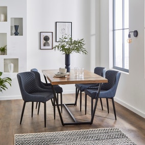 Set of 4 Montreal Navy Dining Chairs, Faux Leather