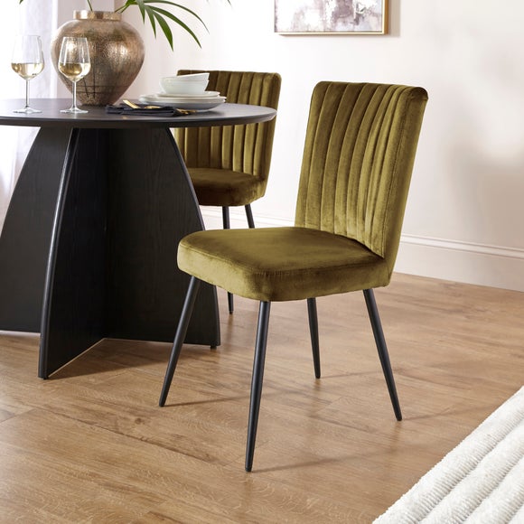 Taylor Set of 2 Olive Dining Chairs, Velvet