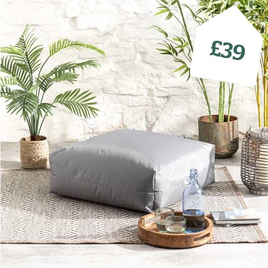 Outdoor Grey Square Floor Cushion