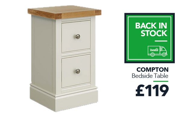 Compton Ivory Slim Bedside Table