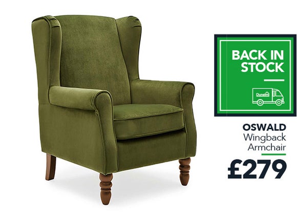 Oswald Velvet Wingback Armchair - Moss Green