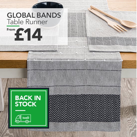 Global Bands Grey 100% Cotton Table Runner