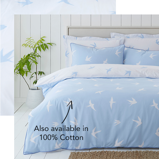 Coastal Birds Blue Reversible Duvet Cover and Pillowcase Set