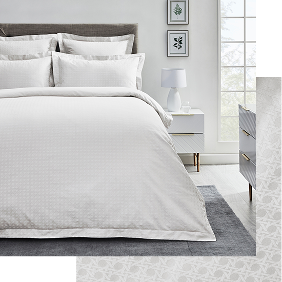 Dorma Purity Marlia White Cotton Jacquard Duvet Cover and Pillowcase Set