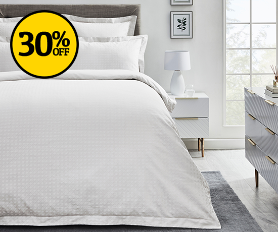 Dorma Purity Marlia White Cotton Jacquard Duvet Cover and Pillowcase Set