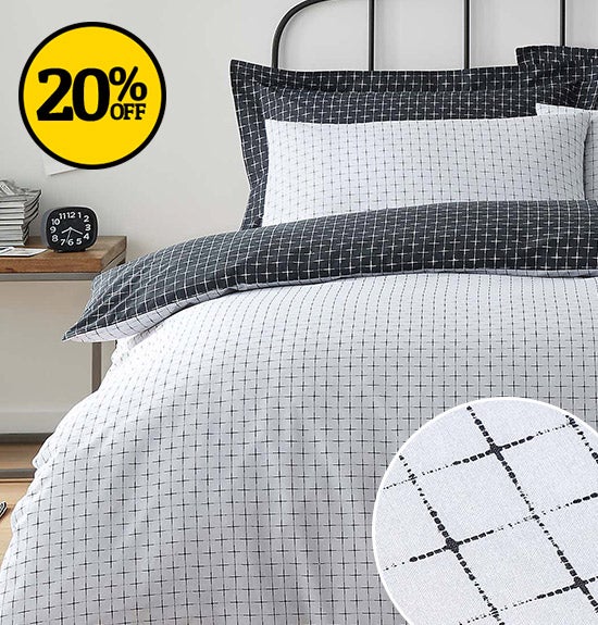 Blair Monochrome Reversible Duvet Cover and Pillowcase Set