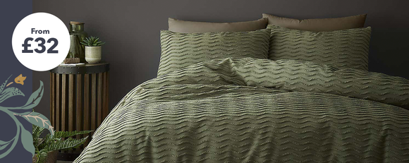 Arlo Olive 100% Cotton Duvet Cover and Pillowcase Set