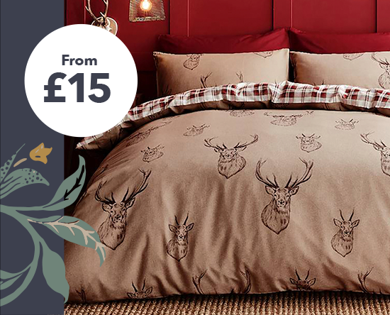 Catherine Lansfield Stag Natural Duvet Cover and Pillowcase Set