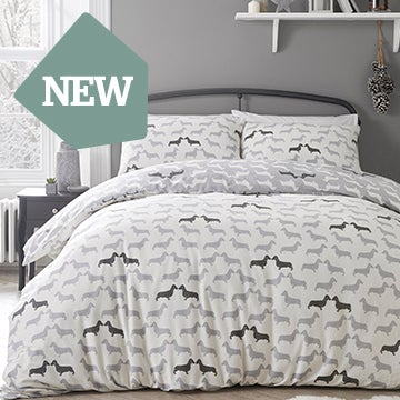 Dudley Love Grey 100% Brushed Cotton Duvet Cover Set