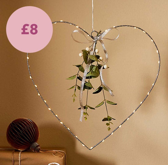 Silver Heart Light Up Hanging Decoration