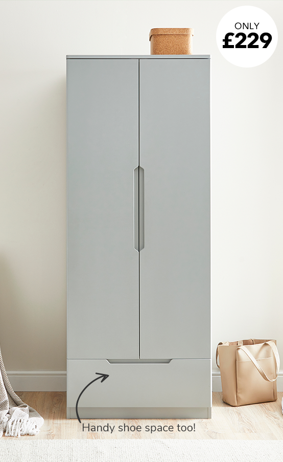 Larson Grey Double Wardrobe