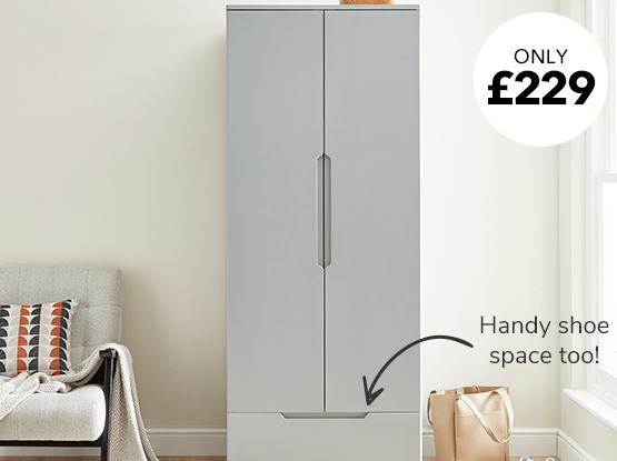 Larson Grey Double Wardrobe