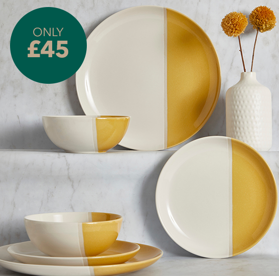 Elements Dipped Ochre 12 Piece Dinner Set