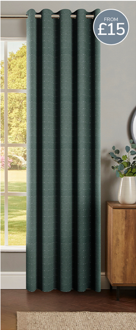 Dotty Teal Jacquard Eyelet Curtains