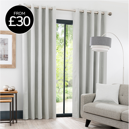 Luna Brushed Dove Grey Blackout Eyelet Curtains