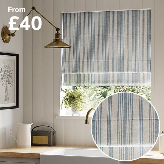 Churchgate Belton Stripe Folkstone Blue Roman Blind