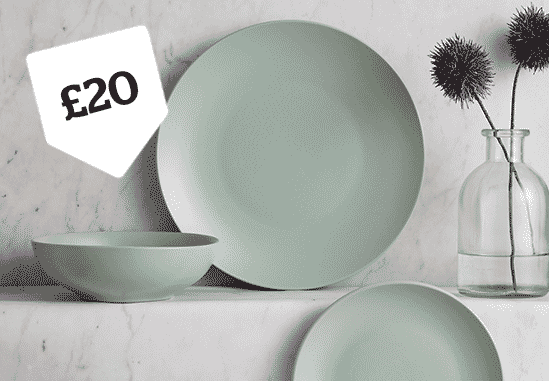 Stoneware 12 Piece Seafoam Dinner Set