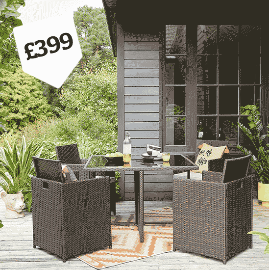 St Lucia 4 Seater Brown Cube Dining Set