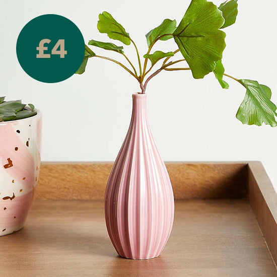 Pink Ribbed Vase