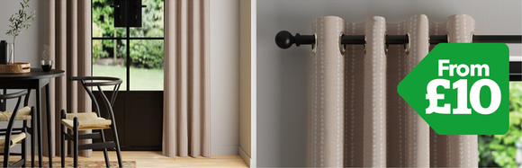 Dahlia Stripe Natural Eyelet Curtains