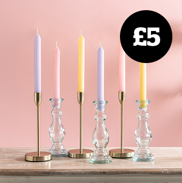 Pack of 6 Pastels Dinner Candles