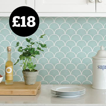 Shell Blue Self Adhesive Backsplash Tiles