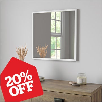 Essentials Square Mirror, White 55cm