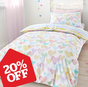 Rainbow Hearts Duvet Cover and Pillowcase Set