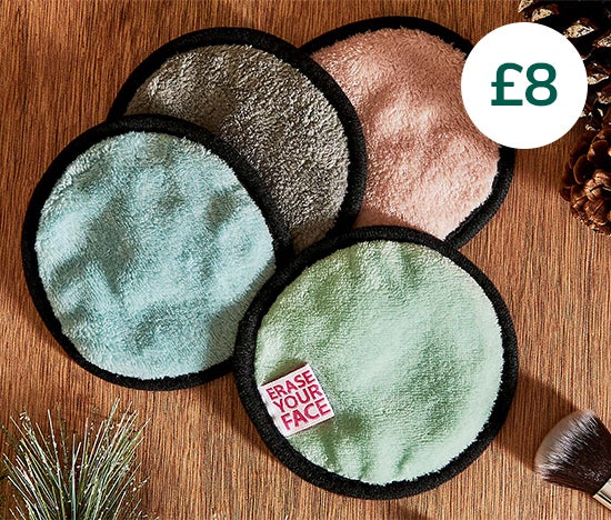 Pack of 4 Erase Your Face Eco Pastel Circular Makeup Removing Pads