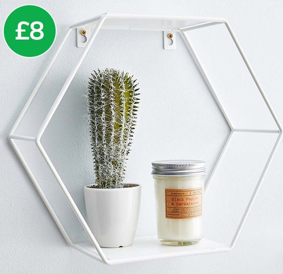 Hexagonal White Wall Shelf