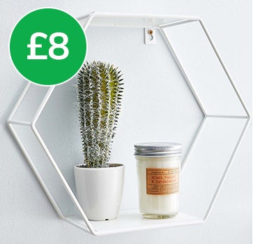 Hexagonal White Wall Shelf