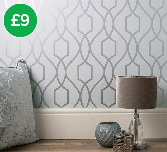 Apex Trellis Sidewall Wallpaper Silver