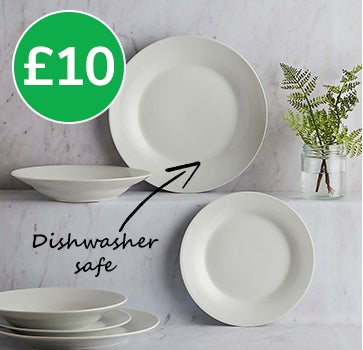 White Rim 12 Piece Dinner Set