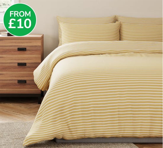 Bellamy Yellow Striped Anti Bacterial Duvet Cover and Pillowcase Set