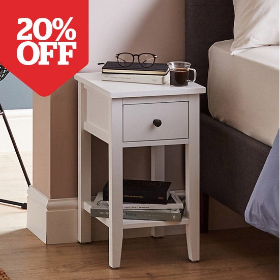 Lynton Compact Bedside Table White