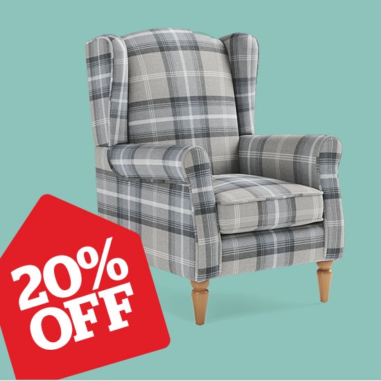 Oswald Check Wingback Armchair