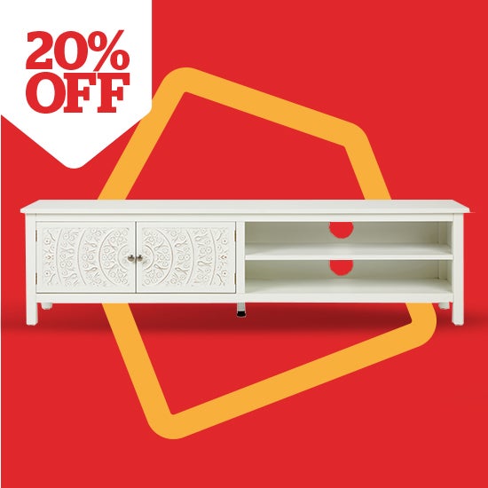 Samira Extra Wide White TV Unit