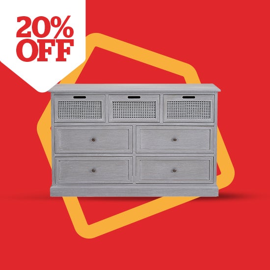 Lucy Cane Grey 7 Drawer Chest