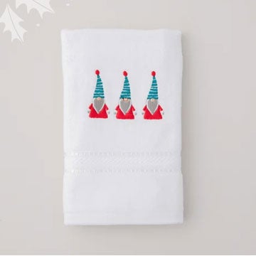 Gnome White 100% Cotton Hand Towel