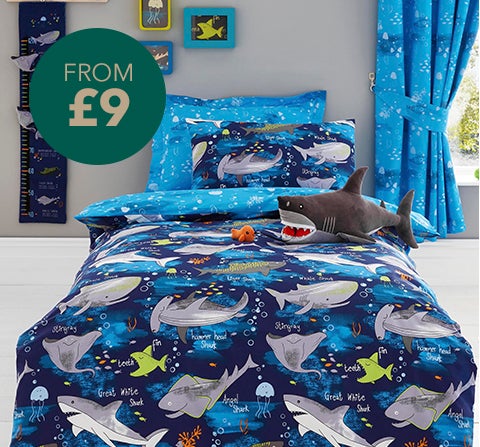 Sharks Reversible Duvet Cover and Pillowcase Set