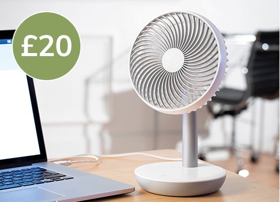 White Rechargeable USB Desk Fan