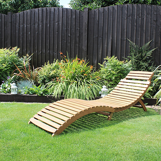 Acacia Folding Curved Wooden Lounger