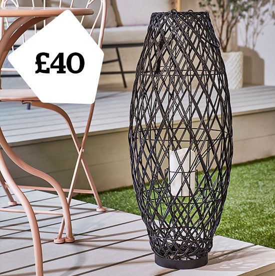 San Marino Black Rattan Solar Lantern